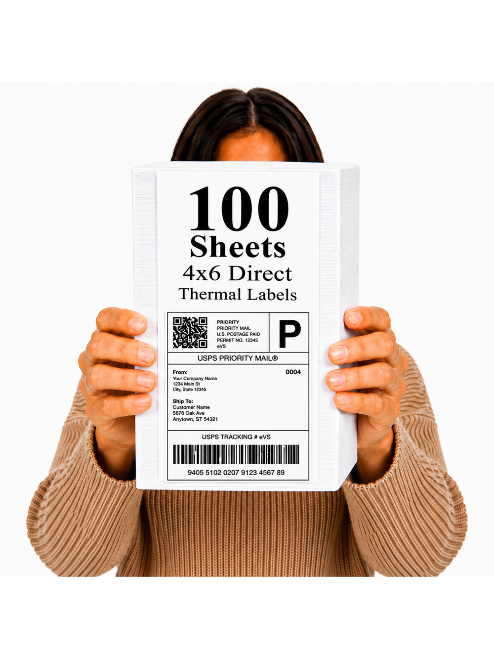 LABELS 4X6 DIRECT THERMAL (100 SHEETS) WHITE SHIPPING LABEL STACK SELF ADHESIVE